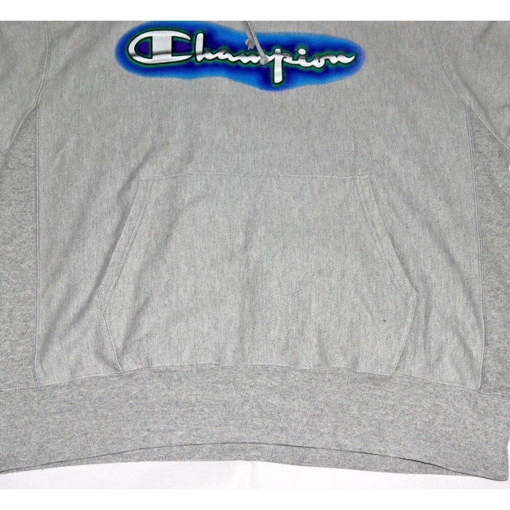 Champion Reverse Weave Mens Champion Graphic Logo Gray Hoodie Sweatshirt Size XL - Picture 4 of 13
